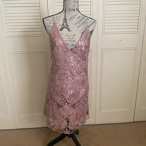Altar’d state Kayann dress pink sequin size medium fancy formal evening prom